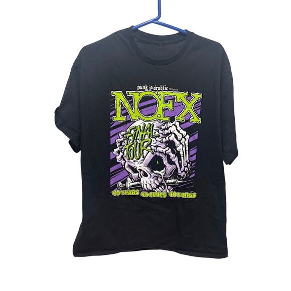 NOFX FINAL tour shirt 40 years 2024 Black and green skull tour dates on back s L - Picture 1 of 4